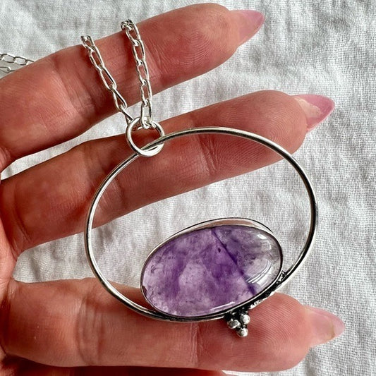 925 Modern Organic Amethyst Necklace Pendant