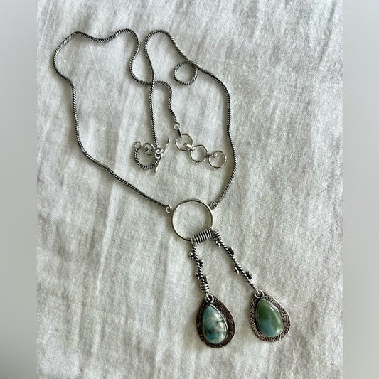 925 Calming Caribbean Larimar Lariat Style Necklace
