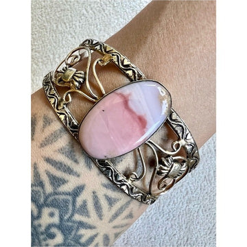 925 Pink Peruvian Opal Cuff Bracelet