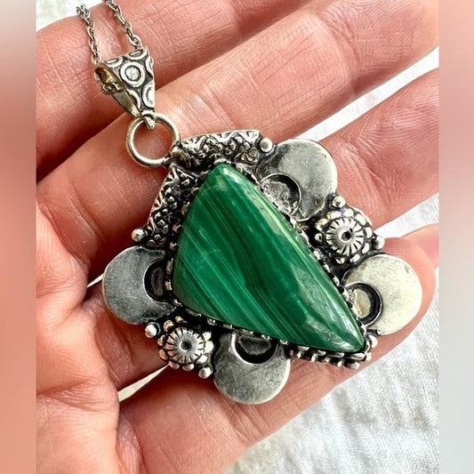 925 Heart Activation Malachite Pendant Necklace