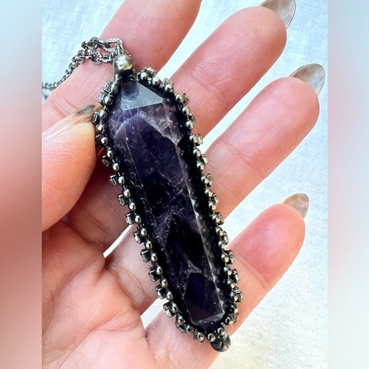 MASSIVE DT Deep Purple Amethyst Necklace Pendant 6