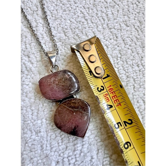 925 Dusty Rose Pink Peruvian Pendant Necklace