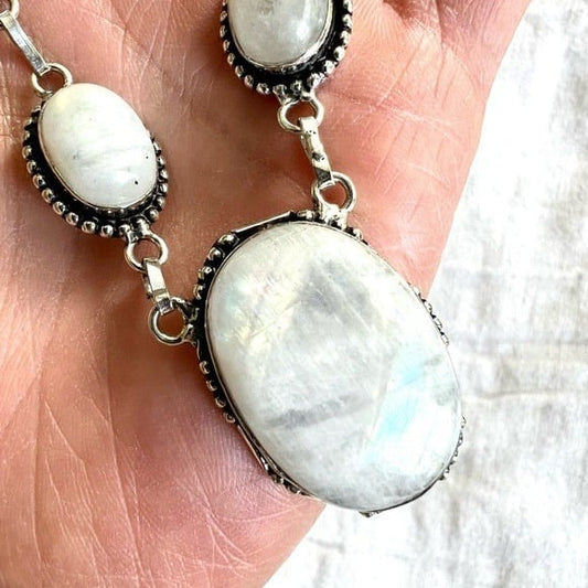 925 Golden Rainbow! Flash Moonstone Necklace Pendant