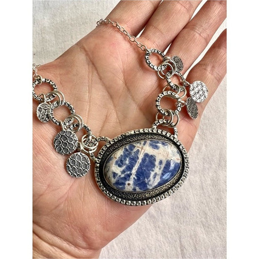 925 Gypsy Boho Spiritual Sodalite Necklace
