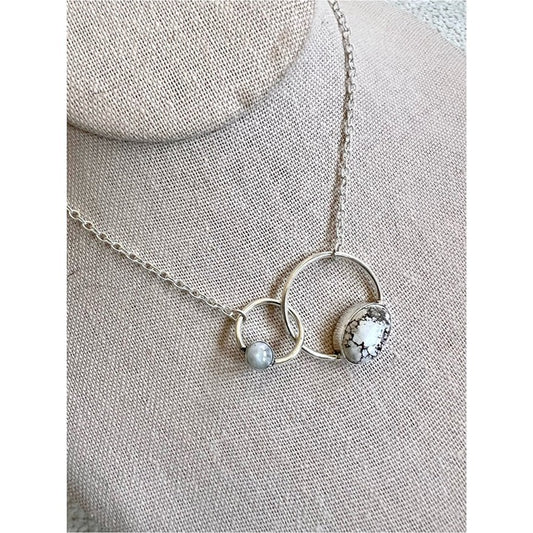 925 Inner Harmony Wild Horse Jasper + Moonstone Orbit Necklace