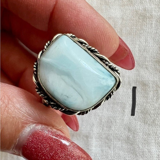 925 You Choose! Calming Caribbean Larimar  Ring 8