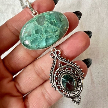 925 Quantum ⚡️Quattro + Blue Topaz Pendant Necklace