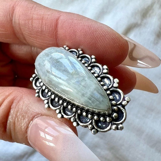 925 Vintage Victorian Style Moonstone Ring 7