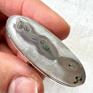 925 Earth Vein Moss Agate Dendrite Ring 7.25