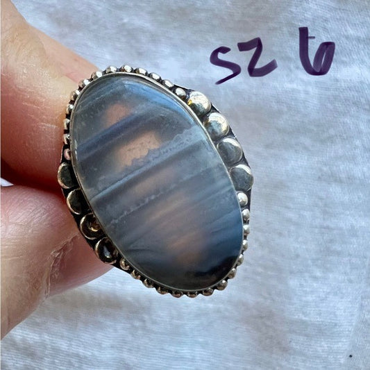 925 Angelic Blue Lace Agate Ring 6 9.5 8.75