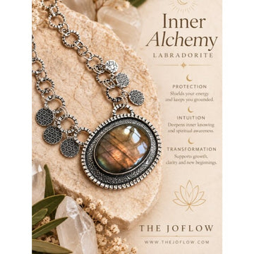 925 ROSE GOLD FLASH Labradorite Ornate Pendant Necklace