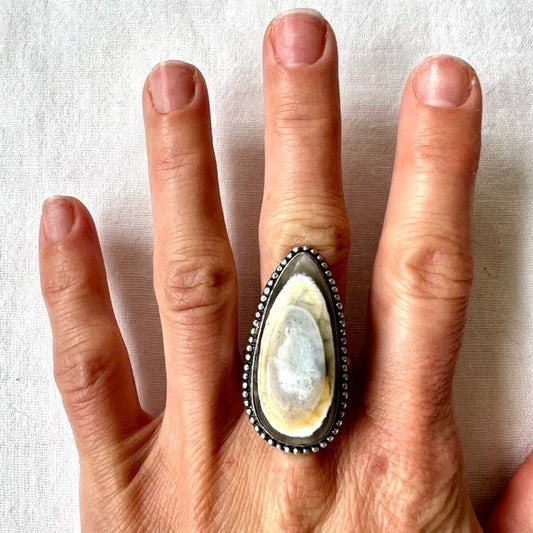 925 HIGH⚡️VIBE Eye of Owyhee Opal Ring 10