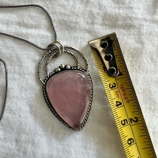 925 Rose Quartz Unconditional Love Pendant Necklace