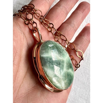 Stunning! Copper Hememorphite Pendant Paper Clip Chain Necklace
