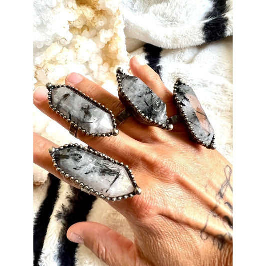 MASSIVE Witchy Tourmalated DT Quartz Ring