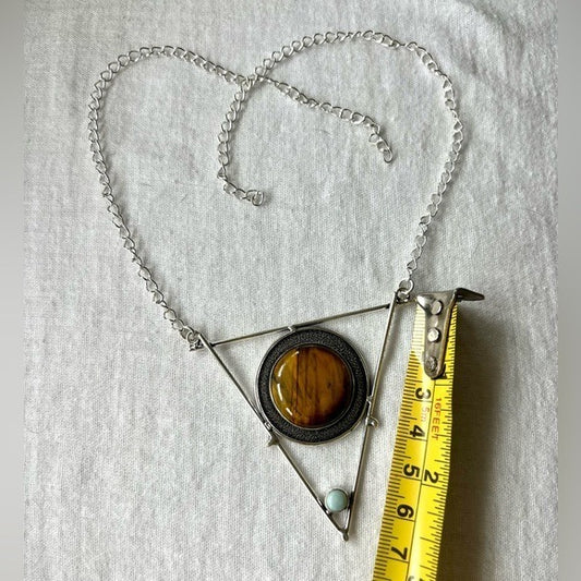 925 OOAK Tiger’s Eye + Larimar Geometric Necklace