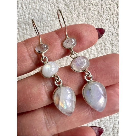 925 B New Beginnings Flash Moonstone Earrings