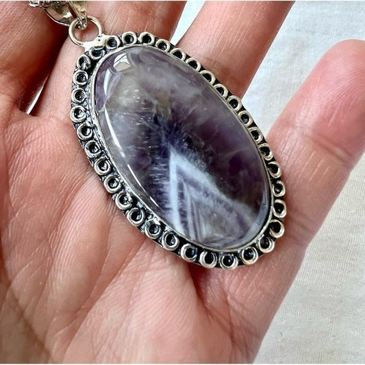 925 Crown Chakra Dream AMETHYST Pendant Necklace