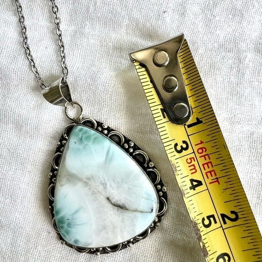 925 Calming Caribbean Larimar Ocean Pendant Necklace
