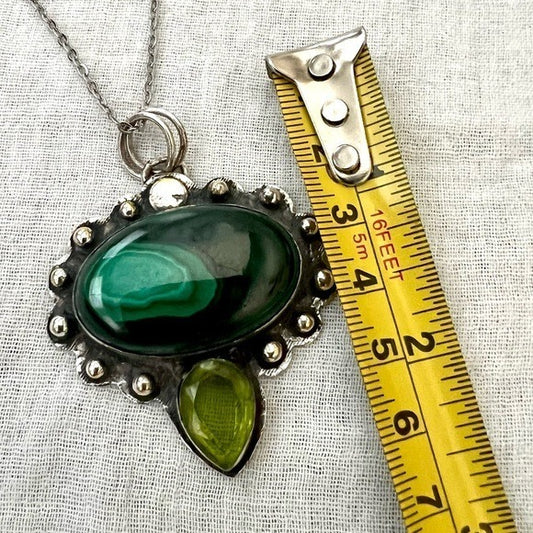 925 Malachite Swirl Heart Portal Pendant Necklace