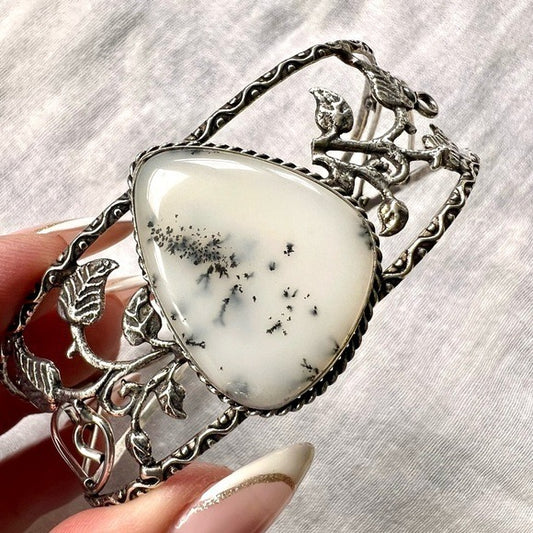 925 Chakra Alignment Dendritic Agate Cuff Bracelet