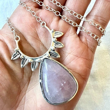925 Self Love Rose Quartz Ornate Pendant Necklace