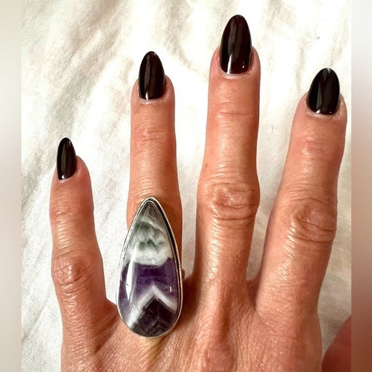 925 Crown Chakra Dream Amethyst Ring 5.75