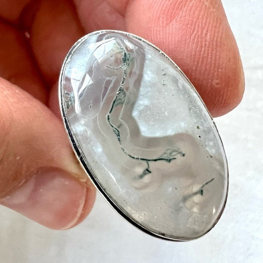 925 Delicate Moss Agate Filigree Dendrite Ring 8