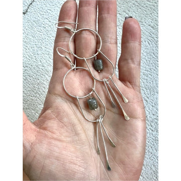 925 Silver Willow Reed Labradorite Earrings
