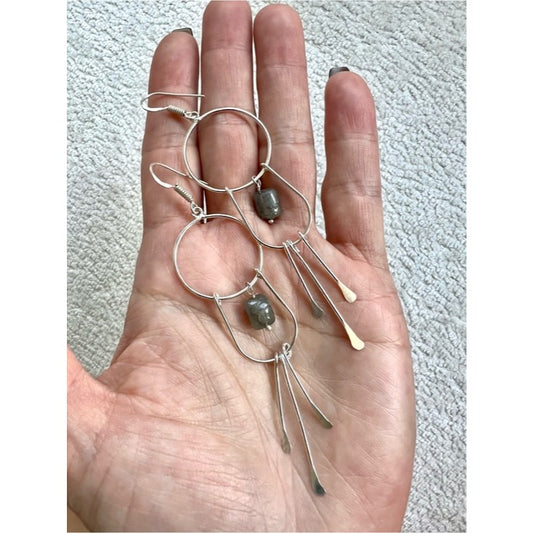 925 Silver Willow Reed Labradorite Earrings