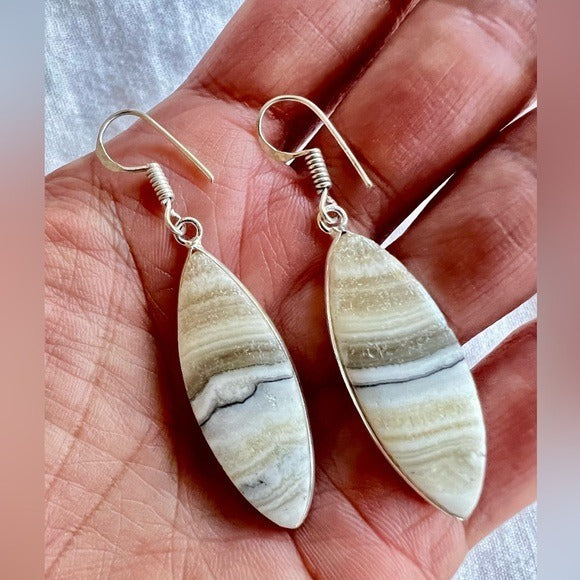 925 Blonde Laguna Lace Calcite Marquis Earrings