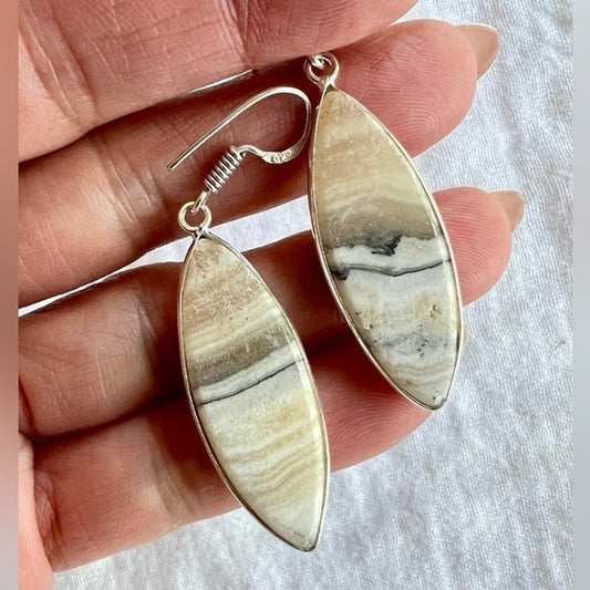 925 Blonde Laguna Lace Calcite Marquis Earrings