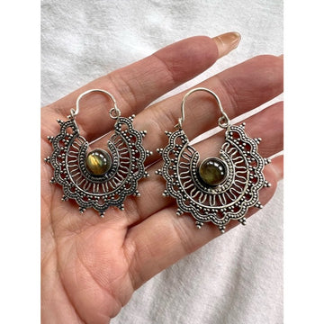 925 Flash Labradorite Mandala Earrings