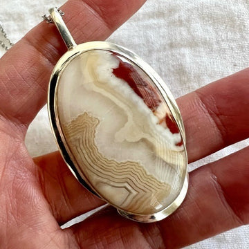 925 WOW! Crazy Lace Agate OOAK Pendant Necklace
