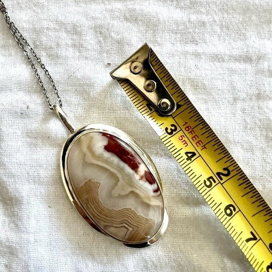 925 WOW! Crazy Lace Agate OOAK Pendant Necklace