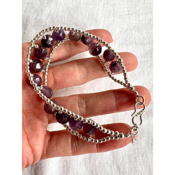 925 Faceted Amethyst Beaded Bracelet