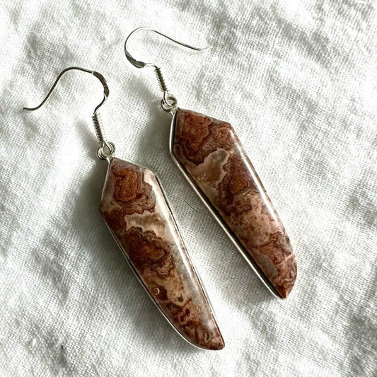 925 Playful Crazy Lace Agate Earrings