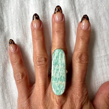 925 Long Elegant Peacekeeper Amazonite Ring 7.75 8