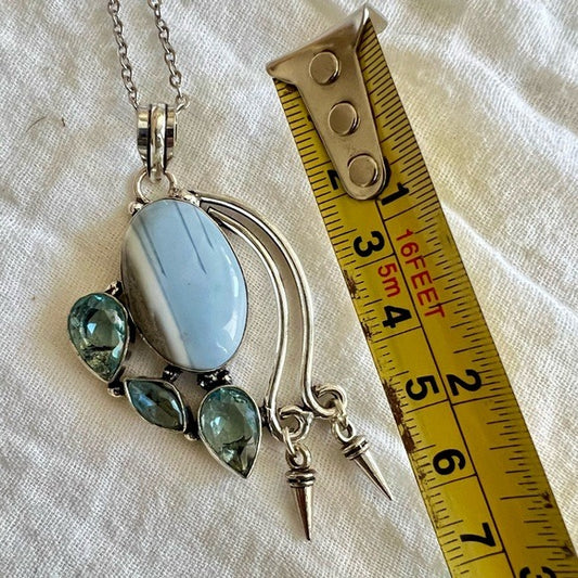 925 HIGH⚡️VIBE Peruvian Owyhee Opal + Topaz Necklace Pendant