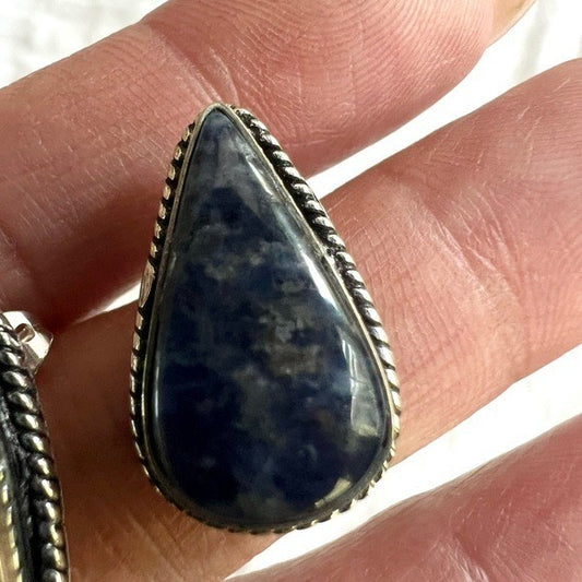 925 Spiritual SODALITE Teardrop Stud Earrings