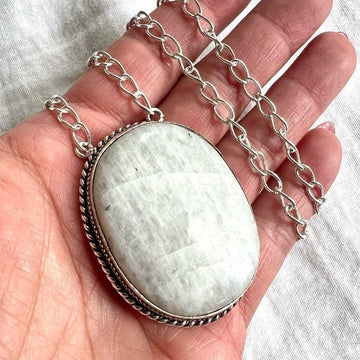 925 Bold Goddess Rainbow Moonstone Necklace Pendant
