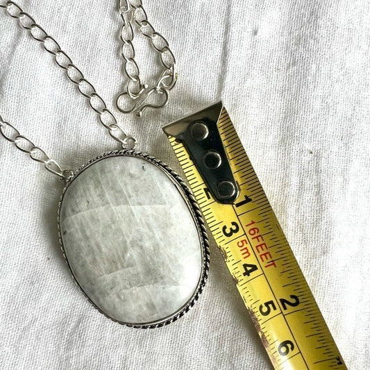 925 Bold Goddess Rainbow Moonstone Necklace Pendant