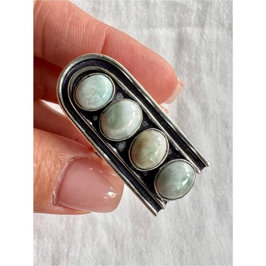 925 Sacred Arch Caribbean Larimar 4 Stone Ring 10
