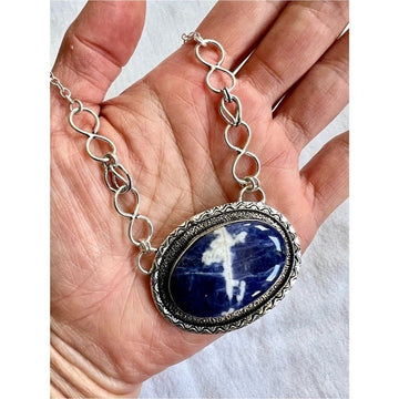 925 Indigo Aura Spiritual Sodalite Necklace