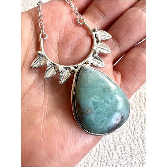 925 Ocean Tides Caribbean LARIMAR Pendant Necklace