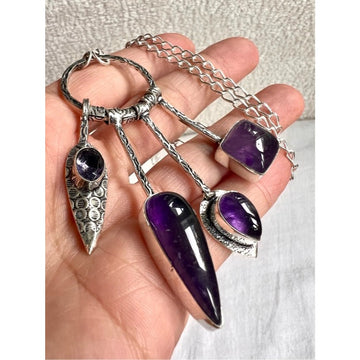 925 Amethyst Psychic Charm Pendant Necklace
