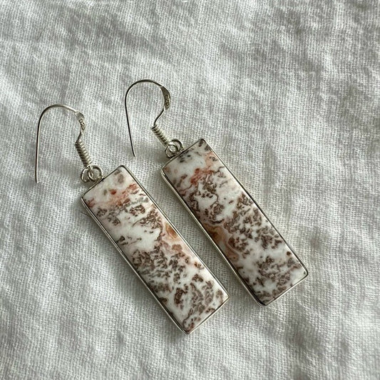 925 Geometric Crazy Lace Agate Earrings