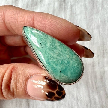 925 Amazonite Peace Keeper Teardrop Ring 7.75