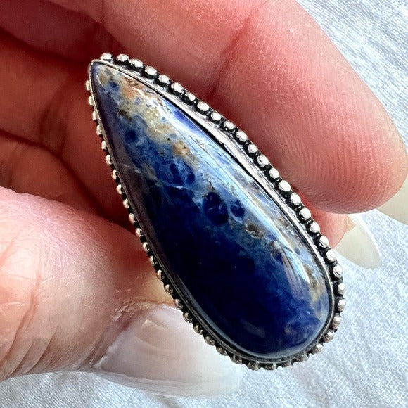 925 Spiritual Sodalite Teardrop Ring 5.75 -6