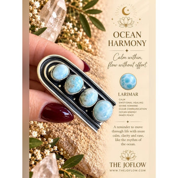 925 Ocean Flow Larimar 4 Stone Long Ring 7.5